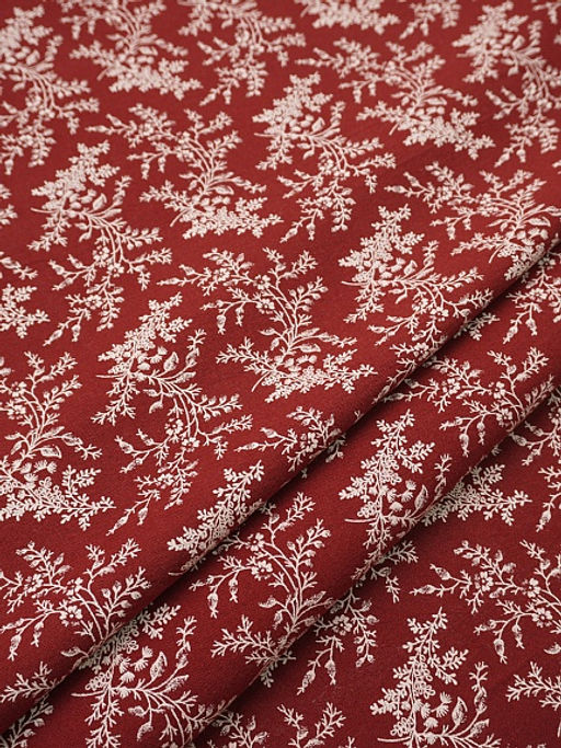 Теплый хлопок "Осенние травы" цв.насыщенный красно-терракотовый, ш.1.5м, хлопок-100%, 160гр/м.кв