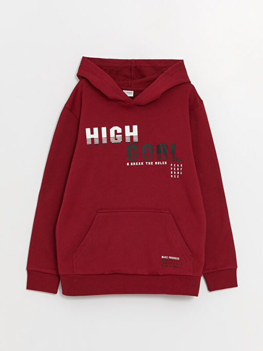 Bask?l? Uzun Kollu Erkek ?ocuk Hoodie - Waikiki фото 3