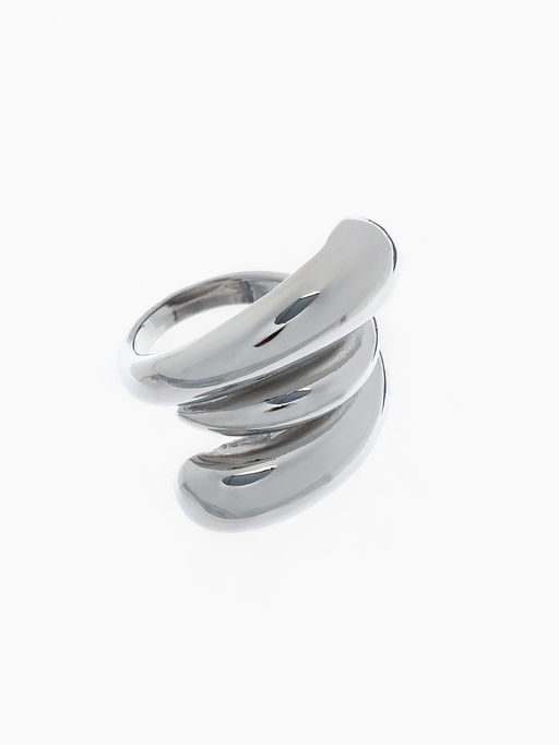 Кольцо металл Тренд тройная волна, цвет серебро, размер 18 - Qf фото 8