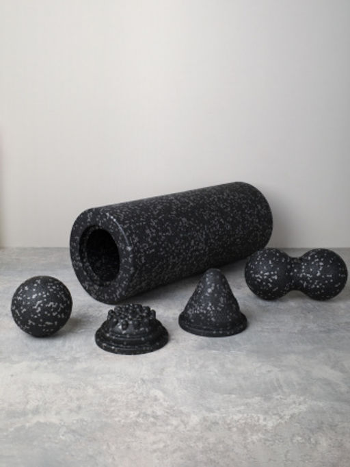 Набор массажный для МФР 5в1 / Ролик 37Х15 / мяч 8см /двойной мяч 16Х8 / массажный конус 9.8Х8 / массажная полусфера 9.8Х4.5 / Black+ Gray /уп 12 - Галеонтрейд фото 9