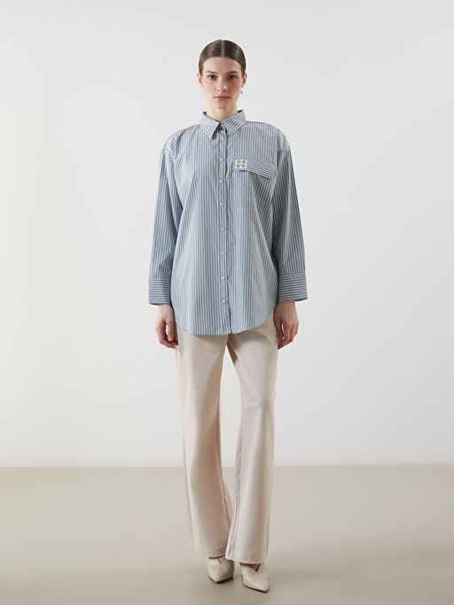 ?i?ekli Oversize Kad?n G?mlek Tunik