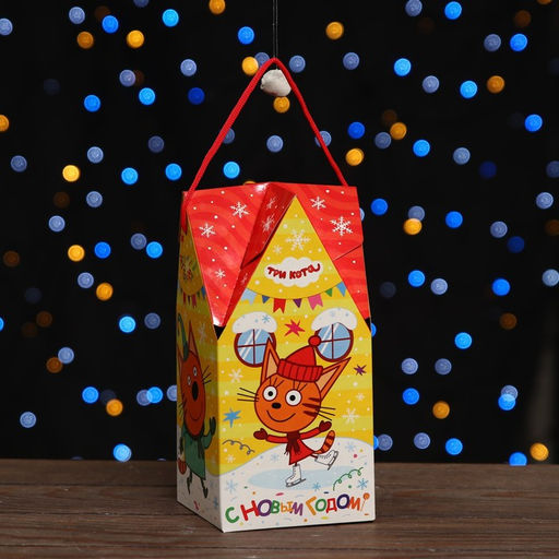 Цена за 10 шт. Коробка подарочная складная Три кота 10,5 х 10,5 х 21,5 см