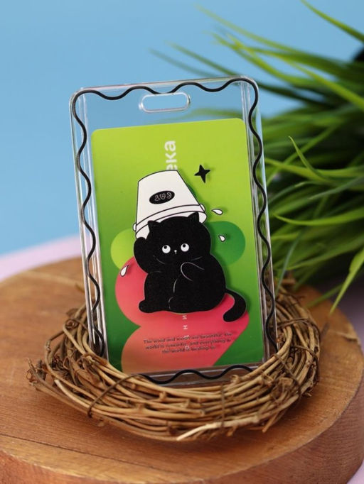 Футляр для карт на ленте ПО ПЛАНУ. "Сat under the bucket", transparent