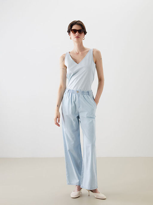 Beli Lastikli Straight Fit Kad?n Jean Pantolon