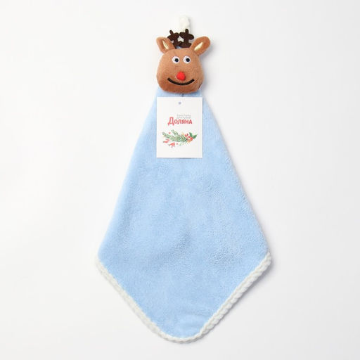 Полотенце кухонное Доляна Олень, цв. голубой 30*30 см 270гр/м2  фото 6