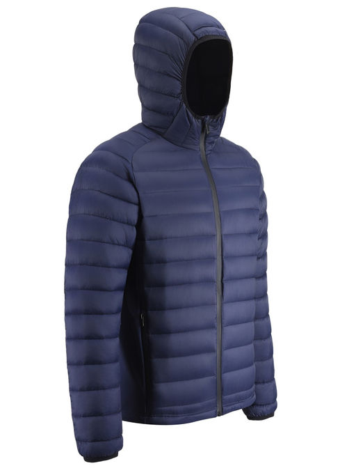 Куртка мужская гибридная стёганая с капюшоном с графеновой подкладкой темно-синего цвета 9621_1TS