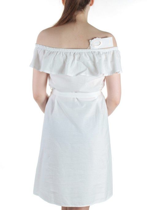 829 WHITE Платье хлопковое с поясом Fashion