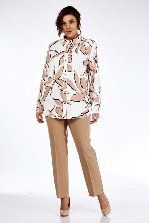 Костюм Элль стиль 2265 белый/бежевый фото 2