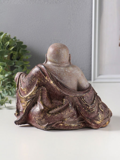 Фигура полистоун «Хотей с чётками», с золотой патиной, 15.7×20.5×17 см