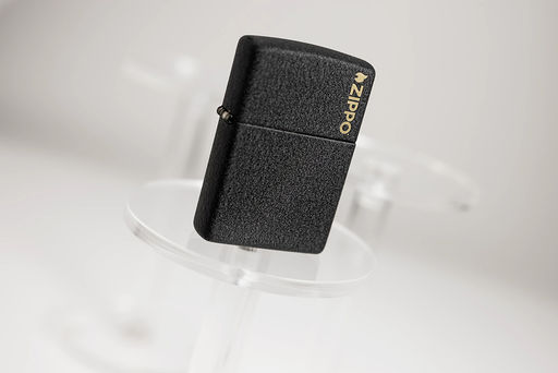 Зажигалка ZIPPO Логотип с черным покрытием с кракелюром | Logo Black Crackle 236ZL  фото 7