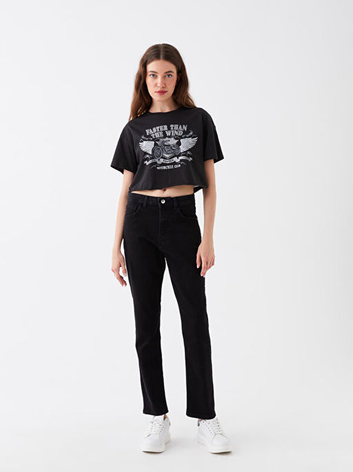 Y?ksek Bel Straight Fit Kad?n Jean Pantolon