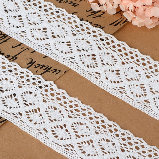 Кружево вязаное, 50 мм, 10±1 м, белое