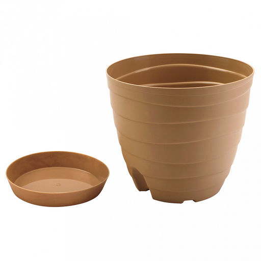 Горшок для цветов пластмассовый "Бриз" 0,7л, бежевый темный (Россия)