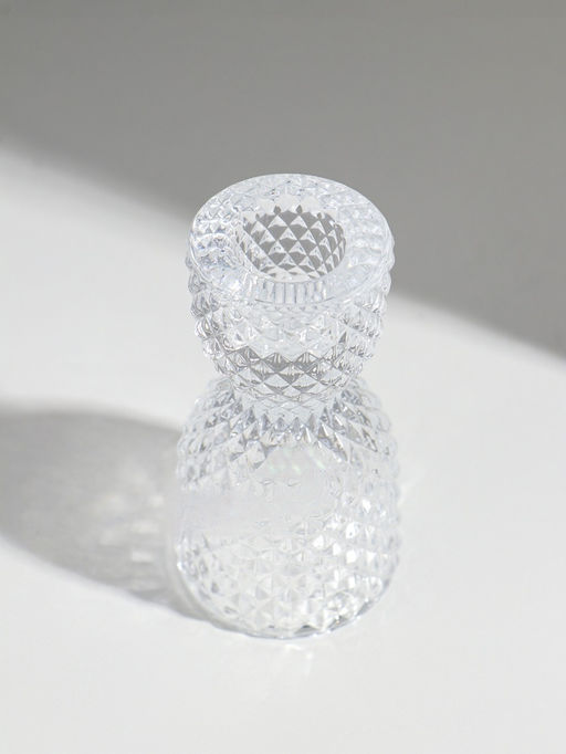 Подсвечник стекло на 1 свечу двусторон "Песочные часы" прозрачный d=2,5 см и 4 см 5х5х9,5 см 10973