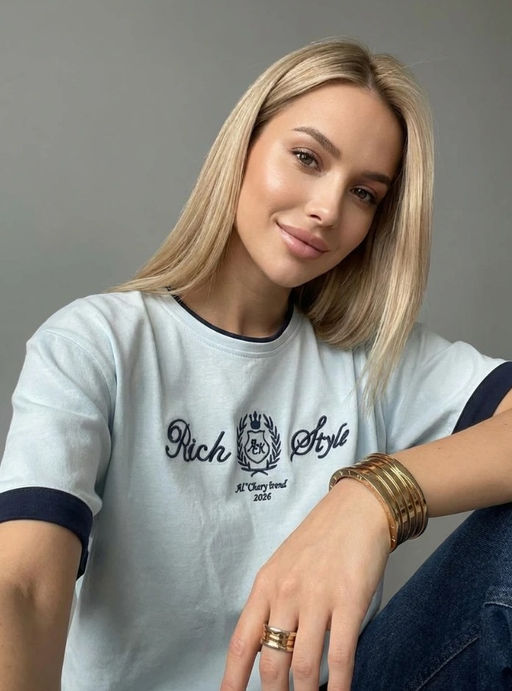 K13459 Футболка OVER SIZE (плотный хлопок) ГОЛУБОЙ