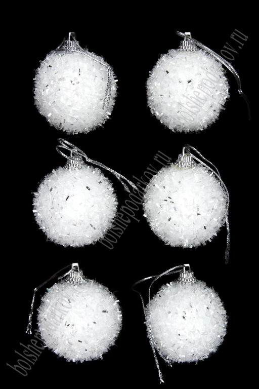 Набор новогодних шаров 5 см (6 шт) SF-8036, белый