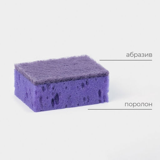 Цена за 2 шт. Набор губок для мытья посуды Raccoon «Версаль», 5 шт., 9×6.5×3.5 см, крупнопористый поролон, фиолетовый