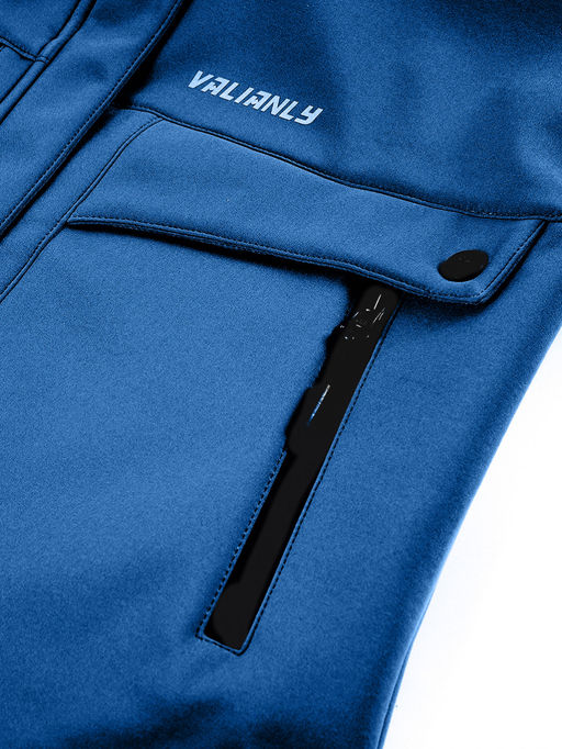 Ветровка спортивная женская с капюшоном softshell синего цвета 9566S
