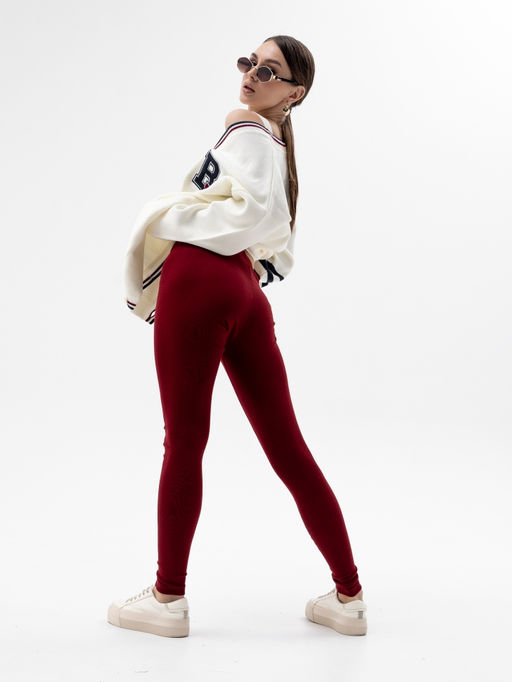 леггинсы из хлопка с добавлением лайкры,бордовые - Binita фото 3