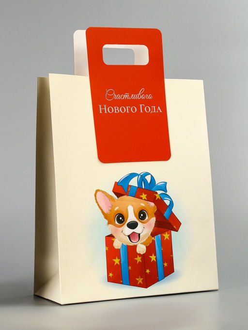 Цена за 12 шт. Пакет подарочный новогодний, с вырубной ручкой Лучший подарок 18?23?9 см