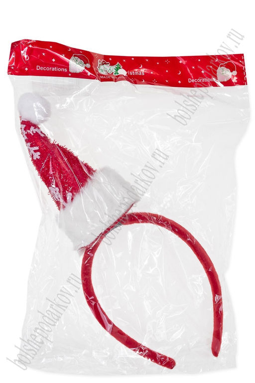 Новогодний ободок 23 см "Колпак" (SF-1708) красный