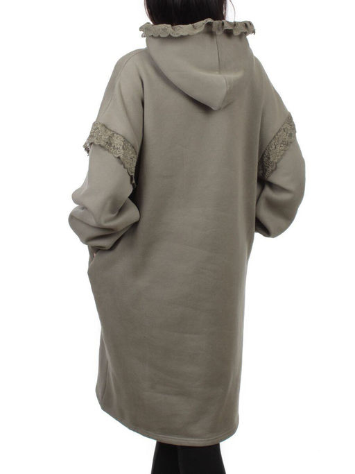 2247 GRAY GREEN Толстовка-платье женская (85% хлопок, 10% полиэстер, 5% спандекс) - Fashion фото 6