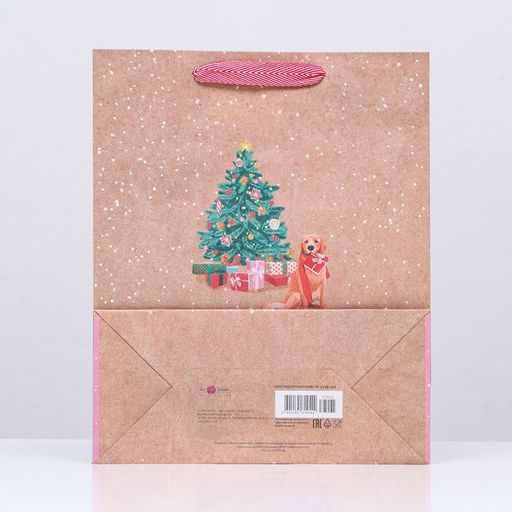 Пакет подарочный крафтовый Счастья в Новом Году 26 х 32 х 12 см - Simaland фото 2