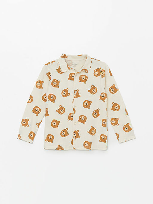 Polo Yaka Uzun Kollu Bask?l? Erkek Bebek Pijama Tak?m? - Waikiki фото 2