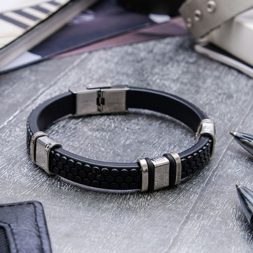 Браслет мужской «Мощь», этника, чёрный с серебром, 22 см