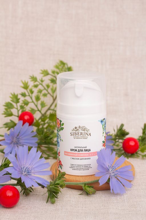 Крем для лица Витаминный комплекс А, Е, С, F с маслом шиповника - Siberina фото 3