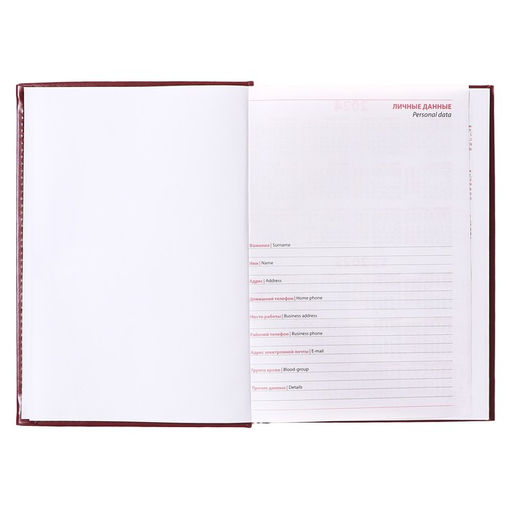 Ежедневник недатированный А5, 160 листов «Небраска», бордовый