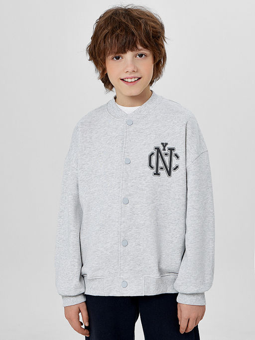Толстовка для мальчика серая с печатью