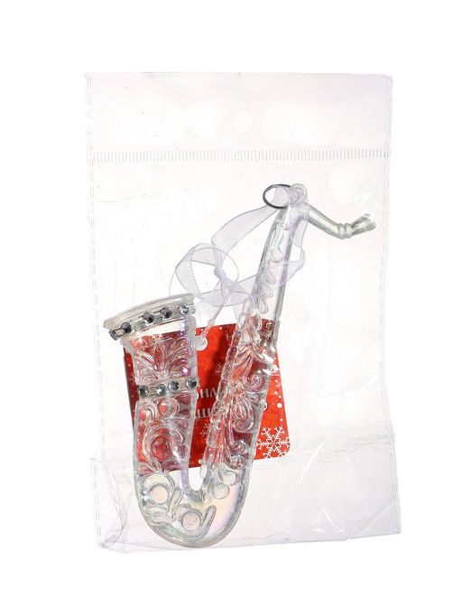 Цена за 2 шт. Ёлочная игрушка Зимнее волшебство. Саксофон, 124 см, прозрачный перелив  фото 11