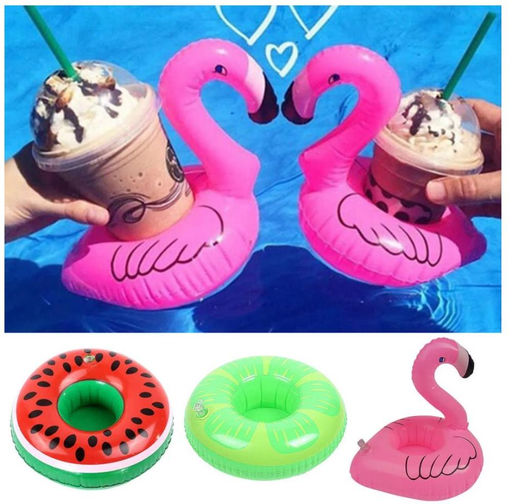 Надувная подставка для напитков в виде фламинго, плавающая на воде