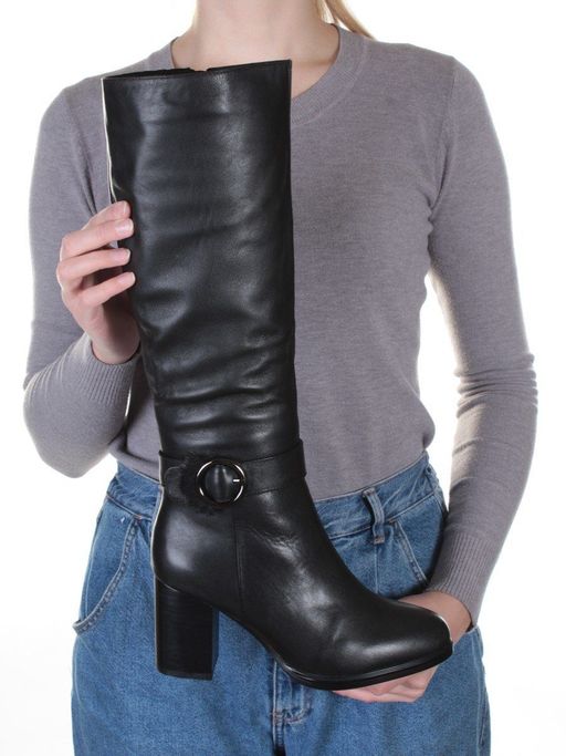 02-K56-D1 BLACK Сапоги зимние женские (натуральная кожа, натуральный мех (еврозима)) - Фабричный китай фото 2