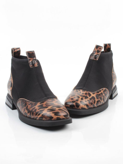 01-B44B-81PC BROWN/LEOPARD Ботинки демисезонные женские (натуральная кожа, текстиль, байка) - Фабричный китай фото 14