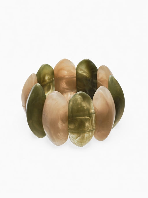 Браслет манжет акрил "Тренд", цвет бежево-злёный