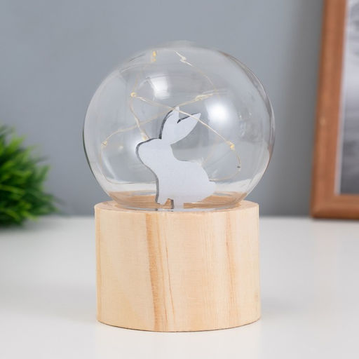 Фигурка светящаяся RISALUX Заяц, LED-ночник, 3хAG10, шар-8 см, 6.5?6.5?11.5 см