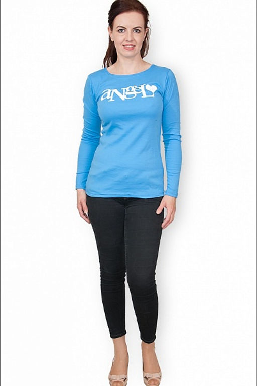 Кофта интерлок - пенье, принт Angel, голубой (213-4) - Плиона фото 3