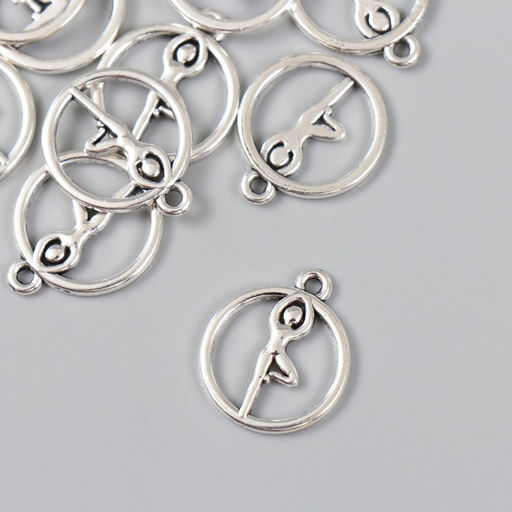 Цена за 20 шт. Металлический элемент, декоративная подвеска Арт Узор. Гимнастика, серебро, 1.91.6 см