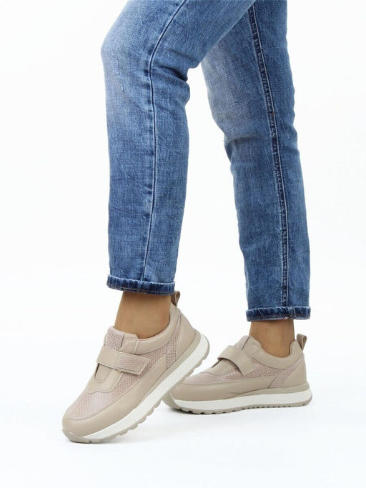 03-A238-6 BEIGE Кроссовки женские (натуральная кожа)