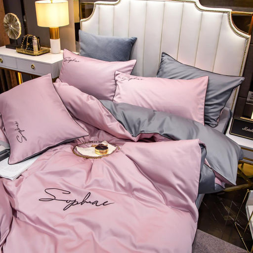 КПБ Mency однотонный с вышивкой MENO017 2 спальный