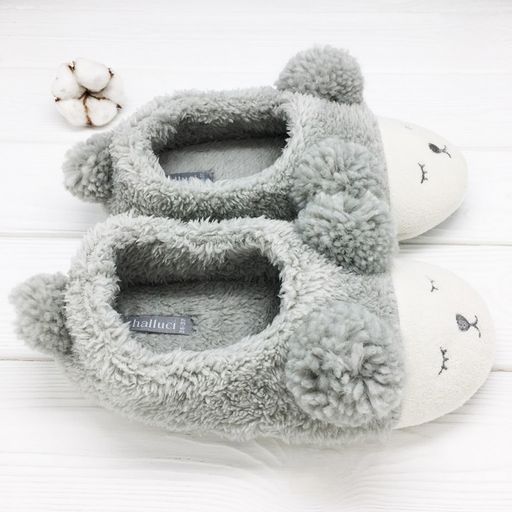 Тапочки Мишки серые с задником - Halluci фото 3