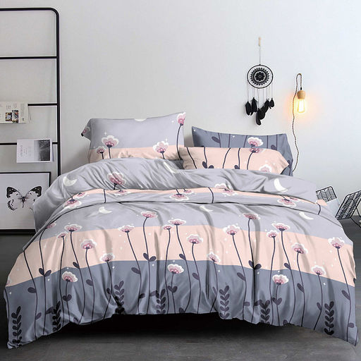 Постельное белье, комплект 1,5 спальный "Гея" 4 предмета: пододеяльник 145х215см, простыня 150х220см, 2 наволочки 70х70см с клапаном-запахом, полисатин "Премиум" 90г/м2, упаковка "классическая" ПВХ 32х41см, "Домашняя мода" (Россия)