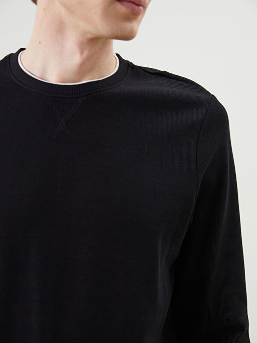 Bisiklet Yaka Uzun Kollu Erkek Sweatshirt