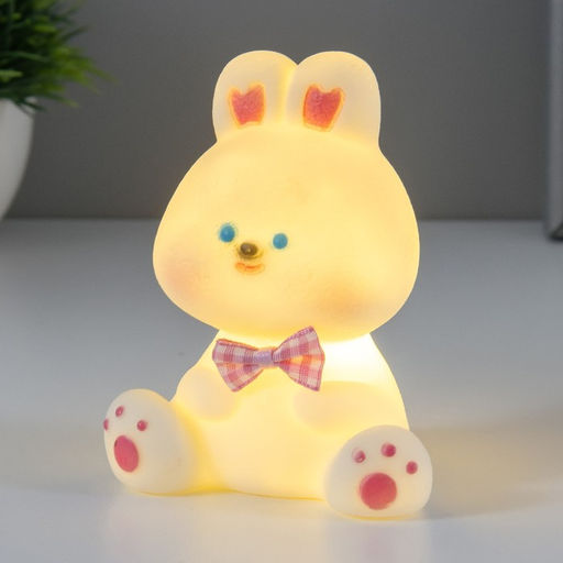 Фигурка светящаяся RISALUX «Зайка», LED-ночник, 1 Вт, 3×LR44, белый, 5×7.5×10 см