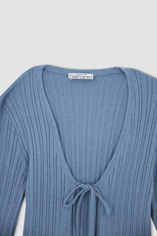 Кардиган приталенного кроя с V-образным вырезом - Defacto фото 6