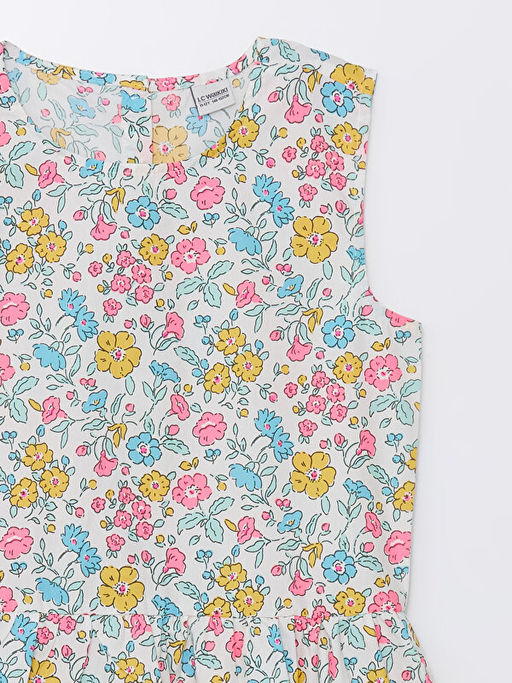 Bisiklet Yaka Desenli K?z ?ocuk Elbise