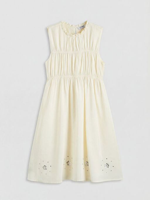 F?rf?rl? Yaka Ta?l? K?z ?ocuk Gabardin Elbise