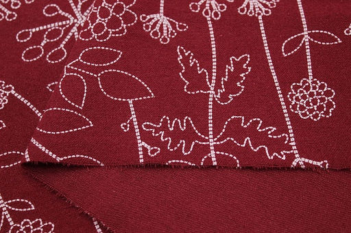 Теплый хлопок Флора - пунктир цв.бордовый, ш.1.50м, хлопок-100%, 160гр/м.кв - Купава фото 2